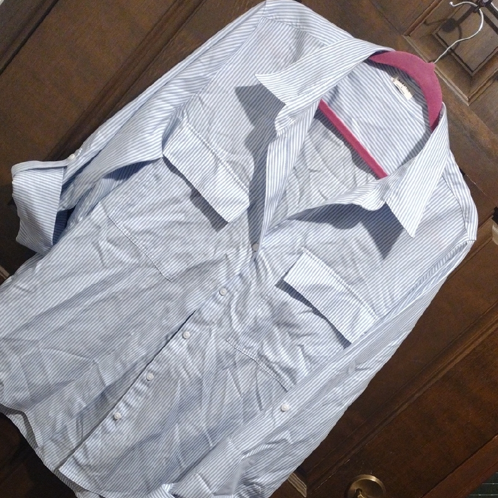 Babaton Light Blue Striped Button Down Shirt